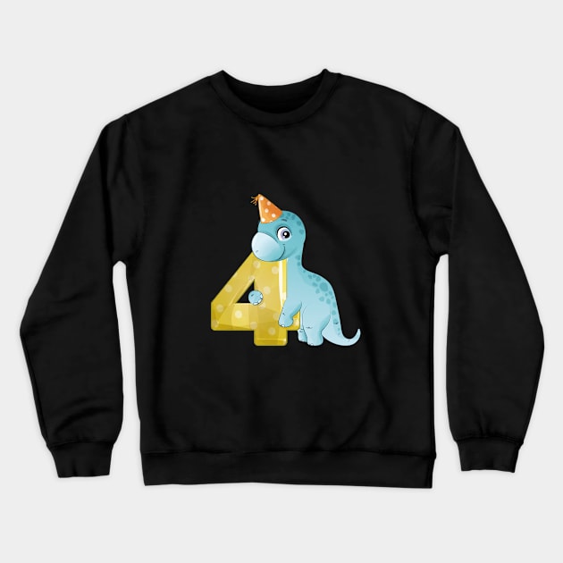 4th Birthday Cute Little Dinosaur Crewneck Sweatshirt by My_Store